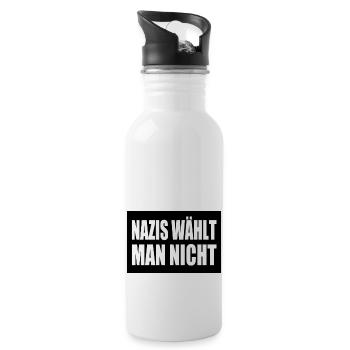 nazis wählt man nicht - Trinkflasche mit integriertem Trinkhalm - Weiß - Rechts