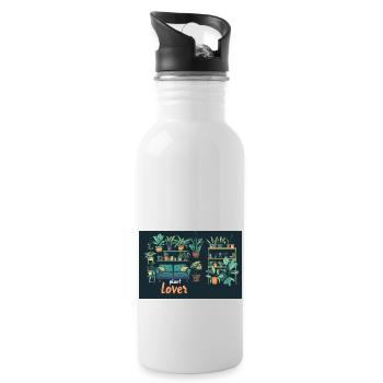Plant lover - Trinkflasche mit integriertem Trinkhalm - Weiß - Rechts