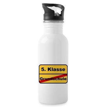 Goodbye Grundschule, hallo 5. Klasse - Ortsschild - Trinkflasche mit integriertem Trinkhalm - Weiß - Rechts