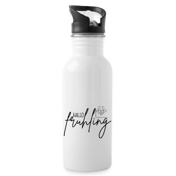 Hallo Frühling 🌸🌞 - Trinkflasche mit integriertem Trinkhalm - Weiß - Rechts