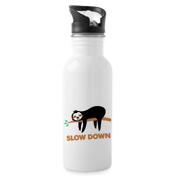 faultier slow down - Trinkflasche mit integriertem Trinkhalm - Weiß - Rechts