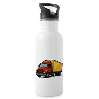 lastwagen comic - Trinkflasche mit integriertem Trinkhalm - Weiß - Rechts