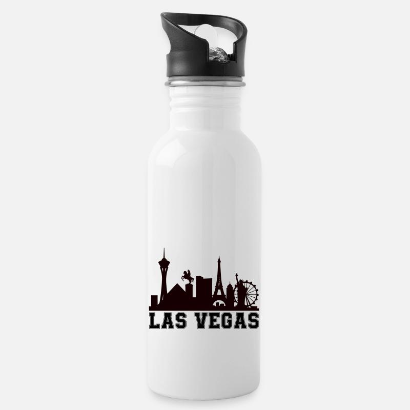 vegas skyline - Trinkflasche mit integriertem Trinkhalm - Weiß