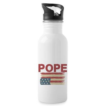 American Flag Pope - Water bottle with straw - white - Right