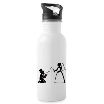Brautpaar Ehe Paar Peitsche Hochzeit - Trinkflasche mit integriertem Trinkhalm - Weiß - Rechts