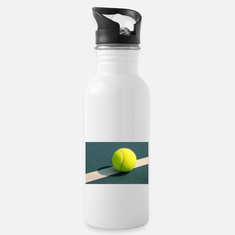 Sport - Tennisball - Trinkflasche mit integriertem Trinkhalm - Weiß