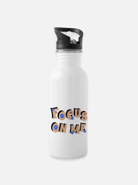Focus on Me - Trinkflasche mit integriertem Trinkhalm - Weiß