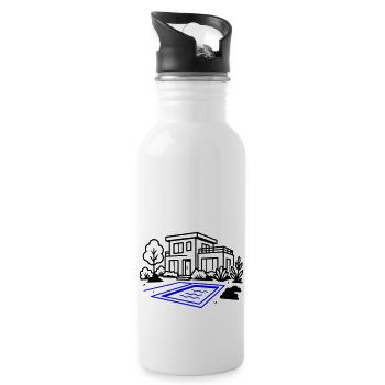 House Villa House Construction - Water bottle with straw - white - Right