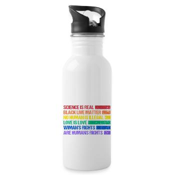 Rainbow Regenbogen Lesbe Pride LGBTQ - Trinkflasche mit integriertem Trinkhalm - Weiß - Rechts