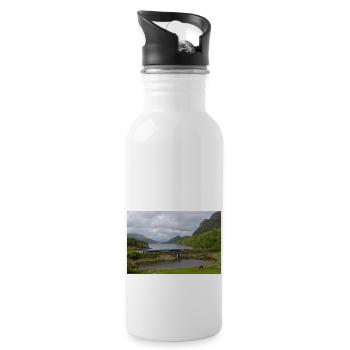 ScotRail train passing Scottish Loch - Water bottle with straw - white - Right