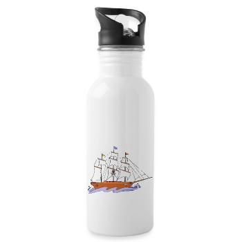 Sailing ship - Water bottle with straw - white - Right