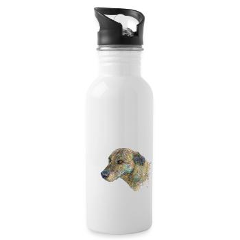 Abstract Dog - Water bottle with straw - white - Right