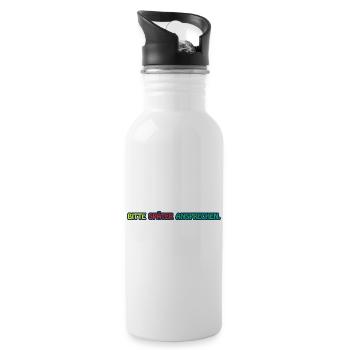 Bitte später ansprechen / Lustiges T-Shirt - Trinkflasche mit integriertem Trinkhalm - Weiß - Rechts