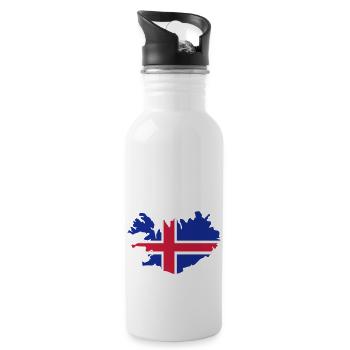 Island Flagge als Karte - Trinkflasche mit integriertem Trinkhalm - Weiß - Rechts
