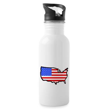 USA-Flaggen-Land Gliederung - Trinkflasche mit integriertem Trinkhalm - Weiß - Rechts