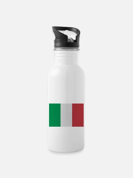 italien - Water bottle with straw - white
