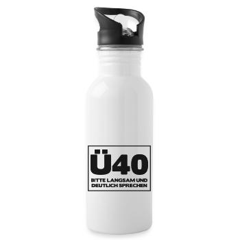 Zum 40. Geburtstag ein Shirt „Ü40 Bitte langsam - Trinkflasche mit integriertem Trinkhalm - Weiß - Rechts