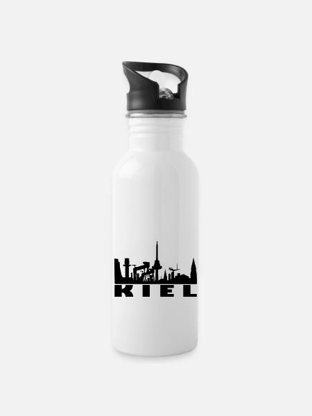 skyline keel - Water bottle with straw - white