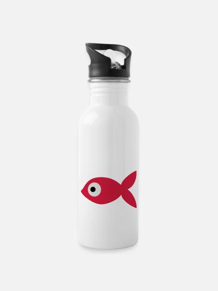 Goldfish - Water bottle with straw - white