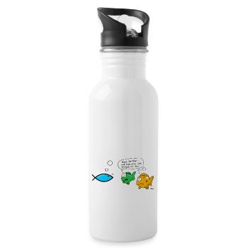 Jesusfisch - Der Neue... - Trinkflasche mit integriertem Trinkhalm - Weiß - Rechts