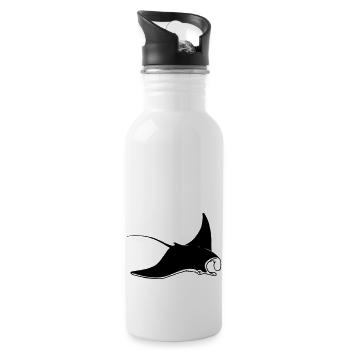 Rochen - Trinkflasche mit integriertem Trinkhalm - Weiß - Rechts