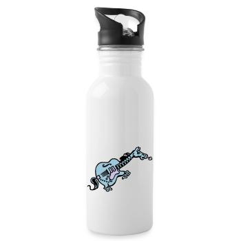 spreadmusic2015_gitarre_o - Trinkflasche mit integriertem Trinkhalm - Weiß - Rechts