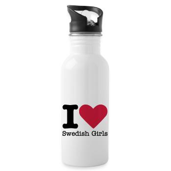 I Love Swedish Girls - Gourde avec paille intégrée - blanc - Droite