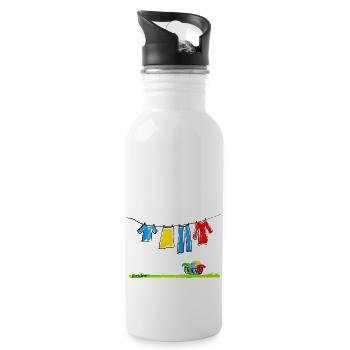 Auf der Leine - Trinkflasche mit integriertem Trinkhalm - Weiß - Rechts
