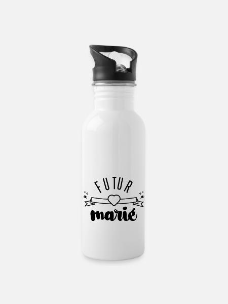 futur marié - Gourde avec paille intégrée - blanc