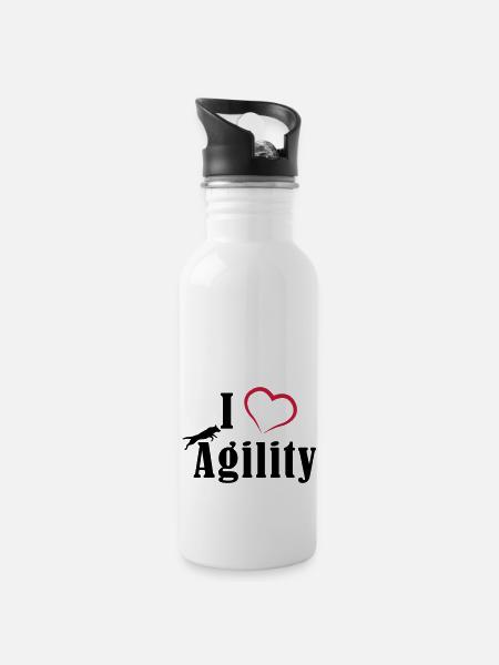 I Love Agility - Trinkflasche mit integriertem Trinkhalm - Weiß