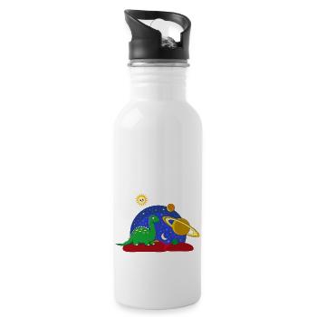 Space Space Dinosaur lune de Saturne Planète - Gourde avec paille intégrée - blanc - Droite