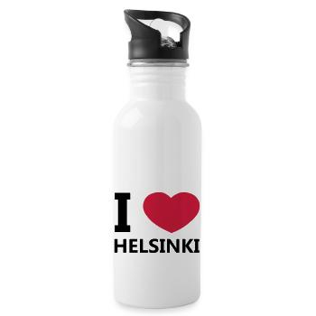 Ich liebe Helsinki - Trinkflasche mit integriertem Trinkhalm - Weiß - Rechts