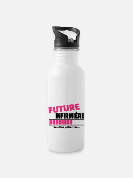 future infirmière - Gourde avec paille intégrée - blanc