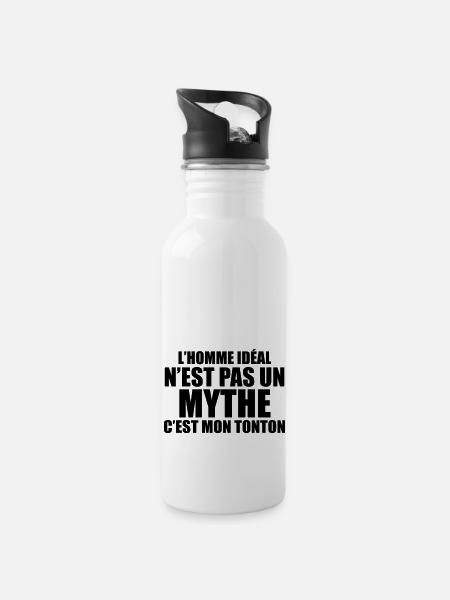 l'homme idéal n'est pas un mythe c'est mon tonton - Gourde avec paille intégrée - blanc