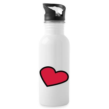 perspective_heart_outline_2c - Water bottle with straw - white - Right
