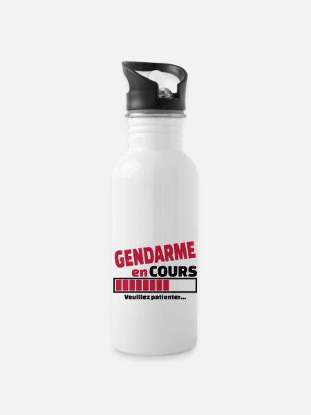 gendarme en cours - Gourde avec paille intégrée - blanc