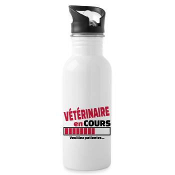 vétérinaire en cours - Gourde avec paille intégrée - blanc - Droite