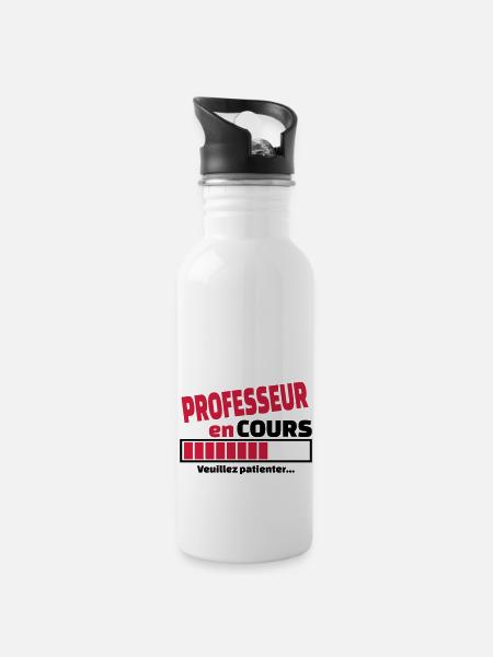 professeur en cours - Gourde avec paille intégrée - blanc
