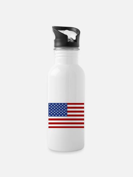 usa - Gourde avec paille intégrée - blanc