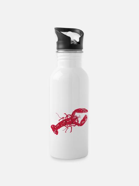 LobsterColoredTee - Water bottle with straw - white