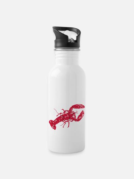 LobsterWhiteTee - Water bottle with straw - white