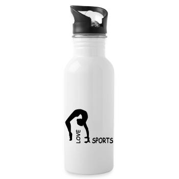 fitness - Trinkflasche mit integriertem Trinkhalm - Weiß - Rechts