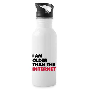 I am older than the internet - Trinkflasche mit integriertem Trinkhalm - Weiß - Rechts