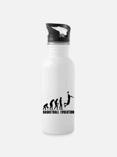 Evolution Basketball Dunk - Water bottle with straw - white