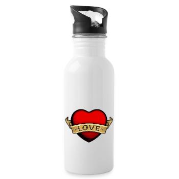 amour coeur love heart - Gourde avec paille intégrée - blanc - Droite