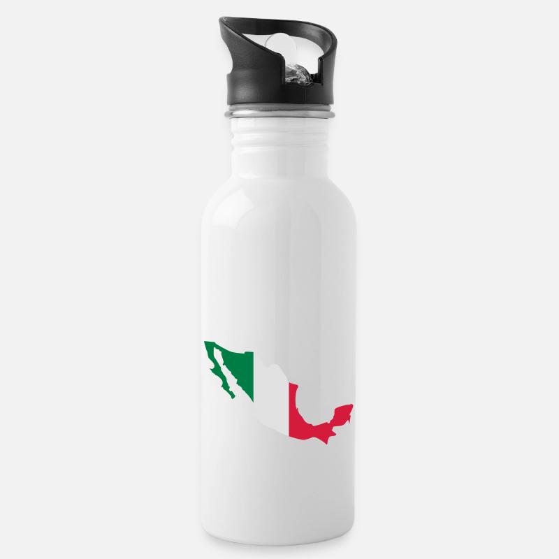 Mexiko - Trinkflasche mit integriertem Trinkhalm - Weiß
