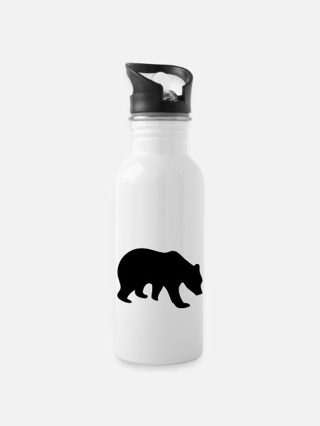 ours bear tragen sopportare silhouette - Gourde avec paille intégrée - blanc