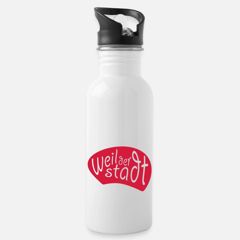 Weil der Stadt - Trinkflasche mit integriertem Trinkhalm - Weiß
