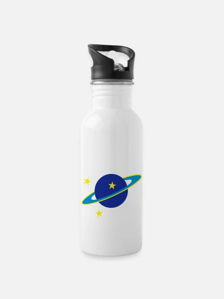 Saturn - Trinkflasche mit integriertem Trinkhalm - Weiß