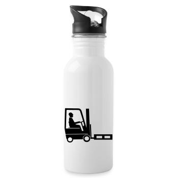 forklift driver - Water bottle with straw - white - Right